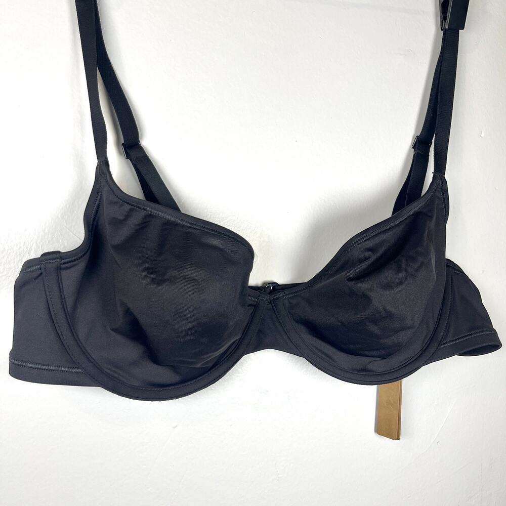 Skims Recycled Swim Unlined Underwire Bikini Top Onyx Black Size 9/L NWT